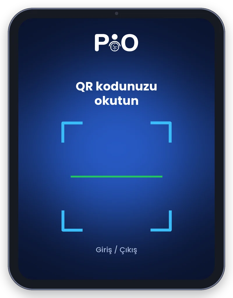 Girişteki PIO Tablet QR okutma ekranı